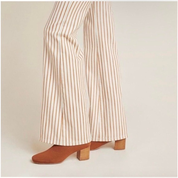 Anthropologie Kellie Orange and cream striped flare pants - Picture 3 of 8
